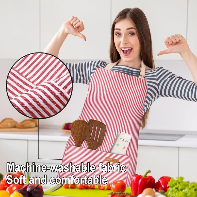 BeLuyi Adjustable Bib Apron with 2 Pockets Chef Cooking Kitchen Restaurant Aprons for Women Men - Image 4